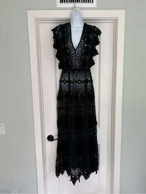 Nightcap Clothing Lace Sheer Embroidered Whimigoth Maxi Dress M/L